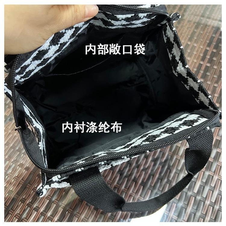 No.280 個性千鳥格紋小兔子加厚黑白撞色手提包購物提袋小方包OL餐袋249149-細節圖6