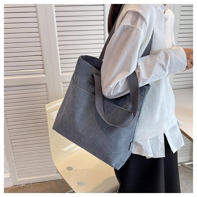 No.R725 秋冬燈芯絨學院風側背包大容量A4素色素面簡約淑女OL款360229-細節圖3