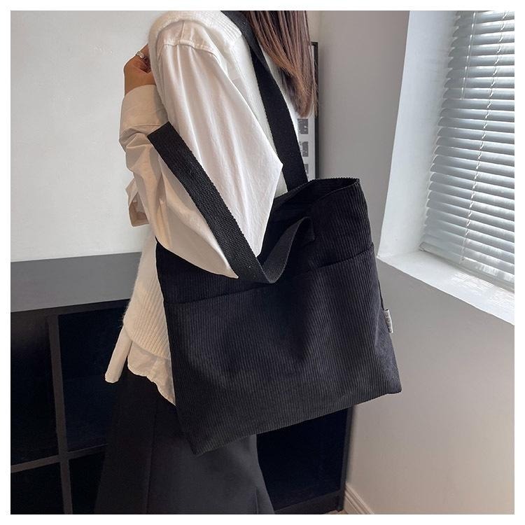 No.R725 秋冬燈芯絨學院風側背包大容量A4素色素面簡約淑女OL款360229-細節圖5