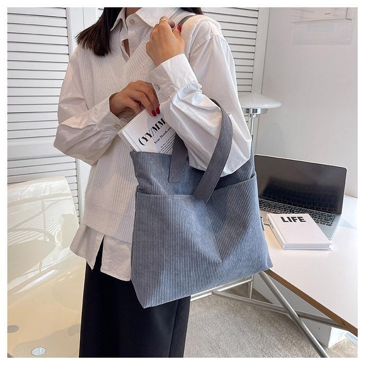 No.R725 秋冬燈芯絨學院風側背包大容量A4素色素面簡約淑女OL款360229-細節圖6