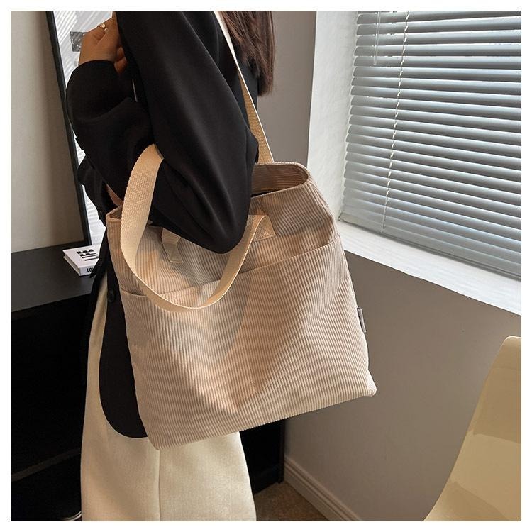 No.R725 秋冬燈芯絨學院風側背包大容量A4素色素面簡約淑女OL款360229-細節圖9