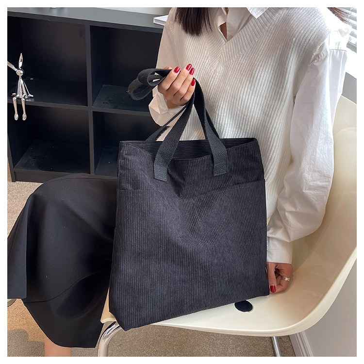 No.R725 秋冬燈芯絨學院風側背包大容量A4素色素面簡約淑女OL款360229-規格圖9