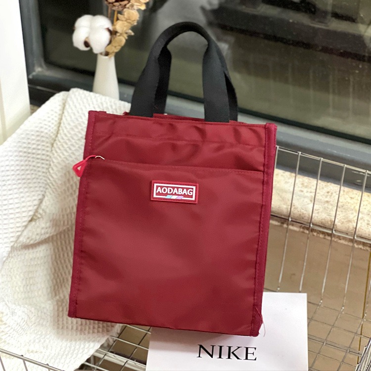 No.132 個性中性百搭素色撞色手提袋小方包補習書袋水杯袋餐袋購物包便當袋269179-規格圖9