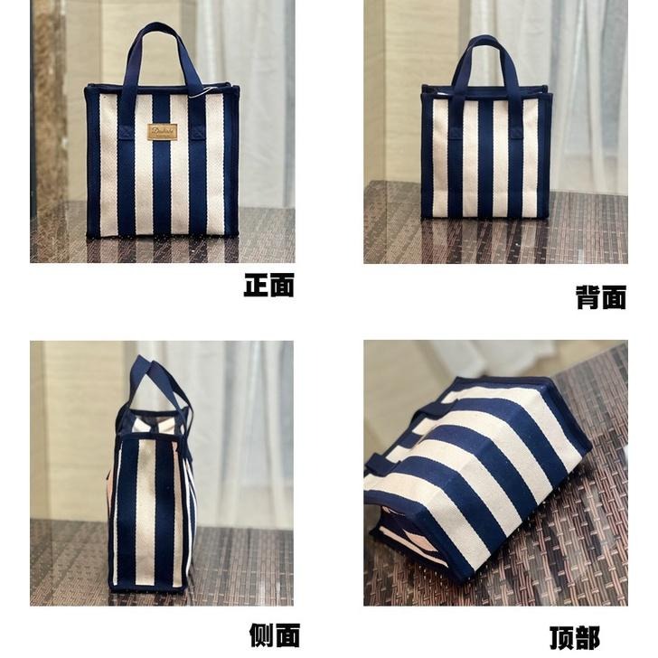 No.862 簡約大方日系內防水帆布手提袋小提袋拉鏈款方型小袋子餐袋便當袋條紋千鳥格格子-細節圖3