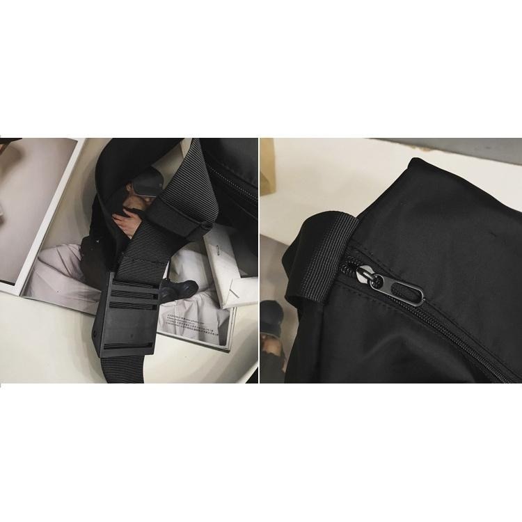 No.R853 黑色個性大容量A4運動風中性大包包防水尼龍側背包斜背包旅行袋橫款方型-細節圖4