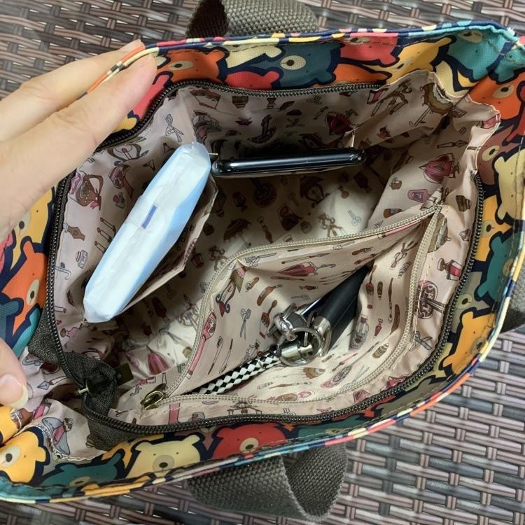 No.022 實用防水便當袋小包包拉錬手提包OL學生餐袋購物袋多口袋可愛印花-細節圖8