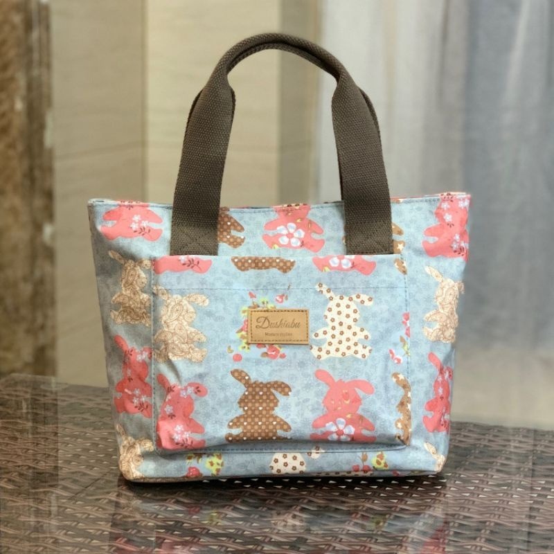 No.022 實用防水便當袋小包包拉錬手提包OL學生餐袋購物袋多口袋可愛印花-規格圖9