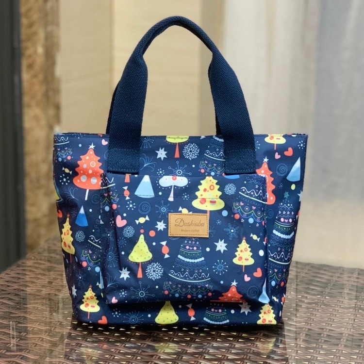 No.022 實用防水便當袋小包包拉錬手提包OL學生餐袋購物袋多口袋可愛印花-規格圖9