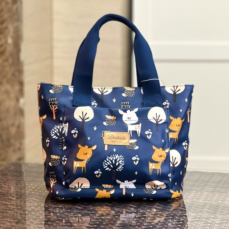 No.022 實用防水便當袋小包包拉錬手提包OL學生餐袋購物袋多口袋可愛印花-規格圖9