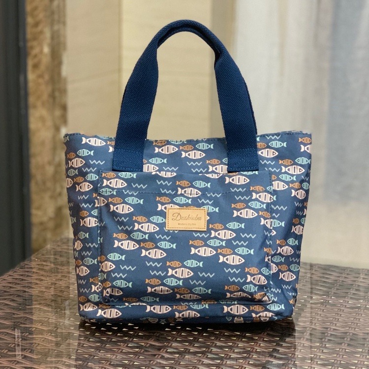 No.022 實用防水便當袋小包包拉錬手提包OL學生餐袋購物袋多口袋可愛印花-規格圖9