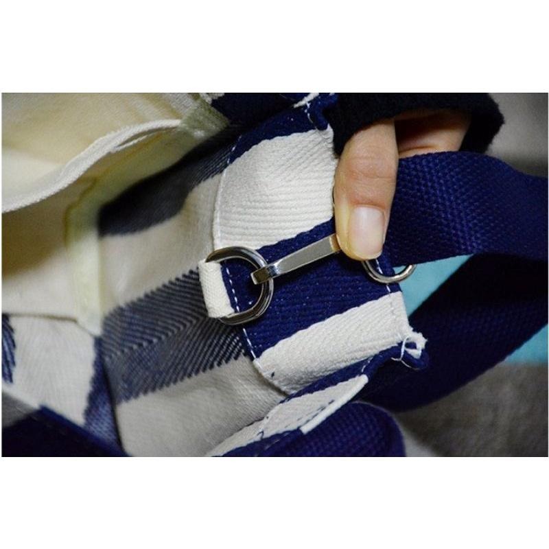 No.929/2 大號4色個性簡約粗細條紋帆布手提袋側背斜背3用內防水包環保便當袋外出購物袋直式小包包厚挺款-細節圖8