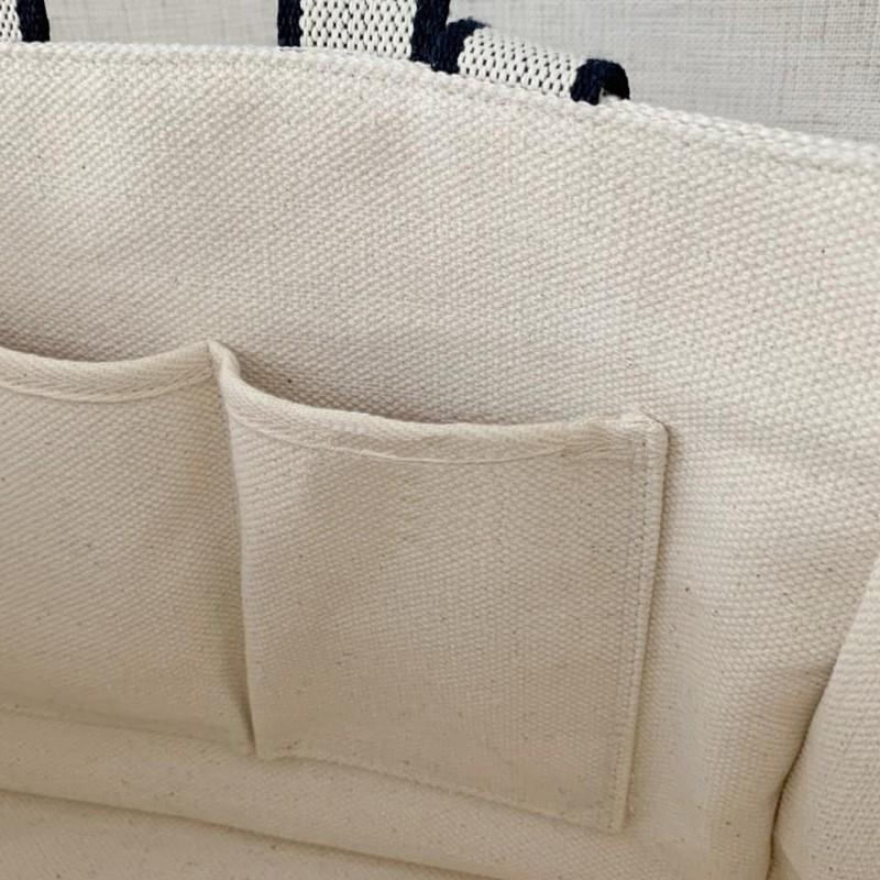 現貨米白+預購2色橫式手提包大方包手提袋撞色帆布提袋側背包2用文青學院風書包OL公事包-細節圖3