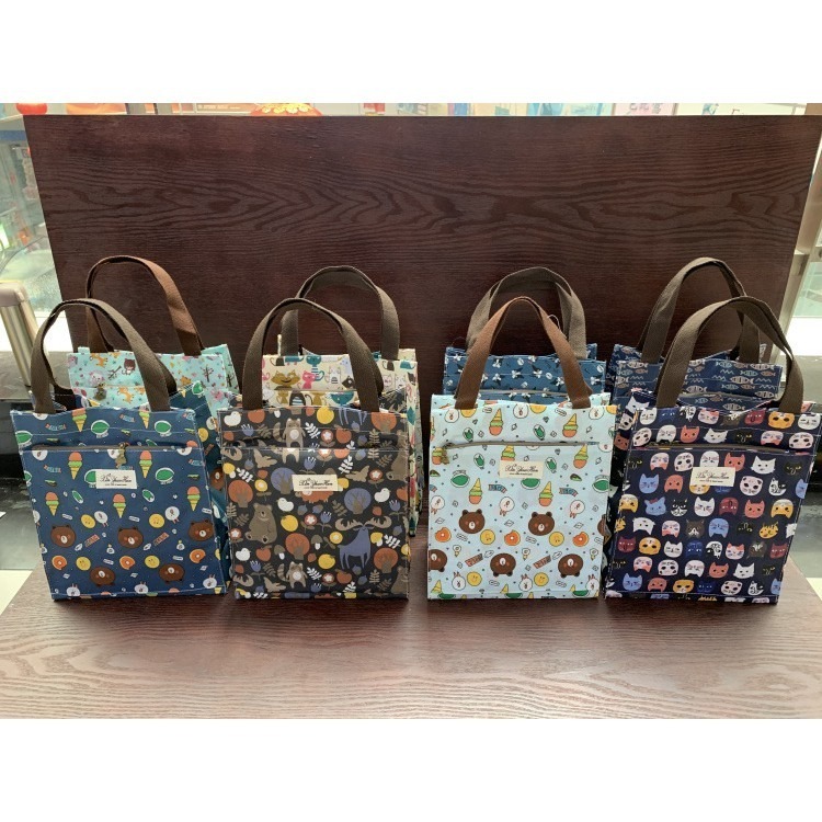 No.687 小/中/大號韓卡通印花手提媽咪袋學生防水補習袋手提袋書袋收納袋輕便多功能購物袋便當袋餐具袋貓兒魚兔子熊小狗-細節圖2
