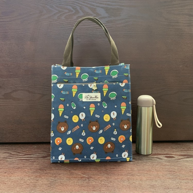 No.687 小/中/大號韓卡通印花手提媽咪袋學生防水補習袋手提袋書袋收納袋輕便多功能購物袋便當袋餐具袋貓兒魚兔子熊小狗-規格圖9