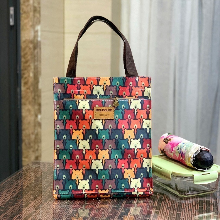 No.687 小/中/大號韓卡通印花手提媽咪袋學生防水補習袋手提袋書袋收納袋輕便多功能購物袋便當袋餐具袋貓兒魚兔子熊小狗-規格圖9