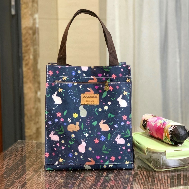 No.687 小/中/大號韓卡通印花手提媽咪袋學生防水補習袋手提袋書袋收納袋輕便多功能購物袋便當袋餐具袋貓兒魚兔子熊小狗-規格圖9