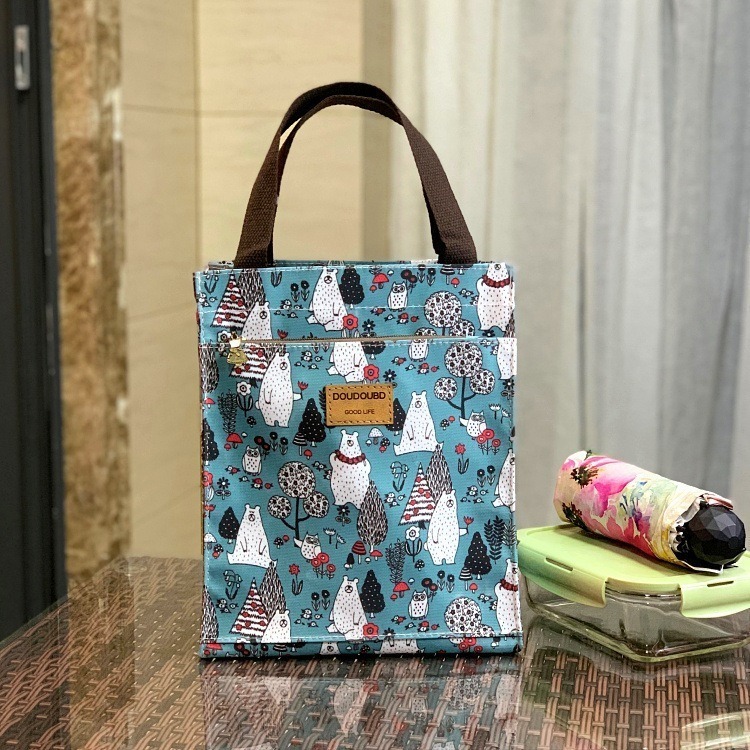 No.687 小/中/大號韓卡通印花手提媽咪袋學生防水補習袋手提袋書袋收納袋輕便多功能購物袋便當袋餐具袋貓兒魚兔子熊小狗-規格圖9