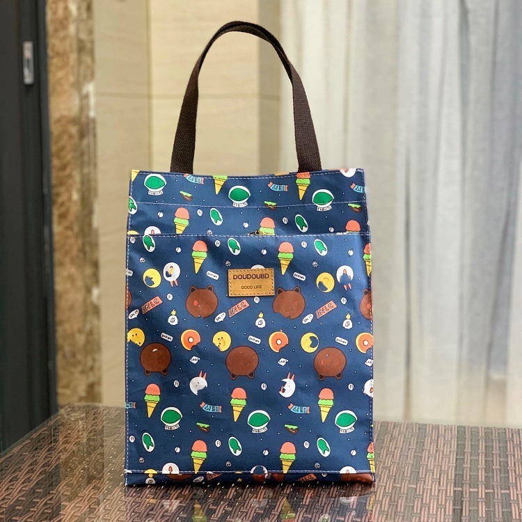 No.687 小/中/大號韓卡通印花手提媽咪袋學生防水補習袋手提袋書袋收納袋輕便多功能購物袋便當袋餐具袋貓兒魚兔子熊小狗-規格圖9