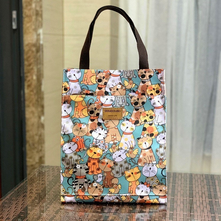 No.687 小/中/大號韓卡通印花手提媽咪袋學生防水補習袋手提袋書袋收納袋輕便多功能購物袋便當袋餐具袋貓兒魚兔子熊小狗-規格圖9