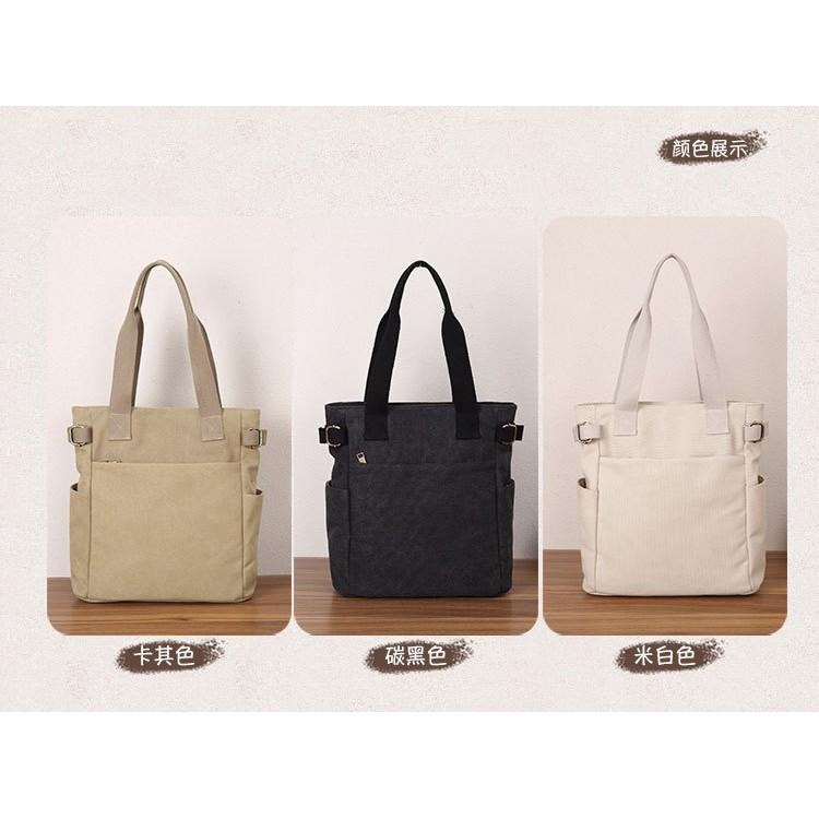 No.F0534 實用肩背包側背包帆布袋手提袋媽媽包多口袋直式百搭復古大容量文青OL公事包大學生書包A4-細節圖2