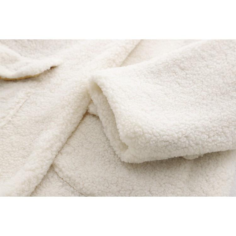 現貨米白1件_C548.31175095_2色可愛小熊貼布大口袋連帽羊羔絨外套長大衣粉嫩學院風少淑女軟妹長版長袖防風立領-細節圖7