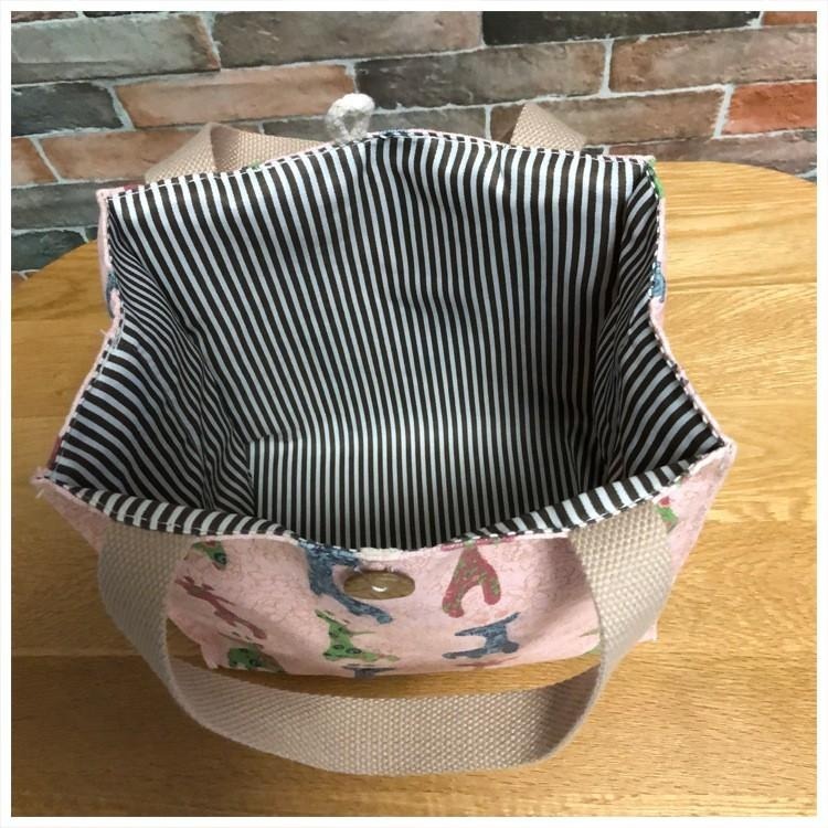 現貨 日式鈕扣式便當袋手提袋雙杯袋手搖飲2杯冰霸杯可愛印花餐具袋OL午餐袋外出燈芯絨購物小包迷你帆布袋小包包-細節圖7