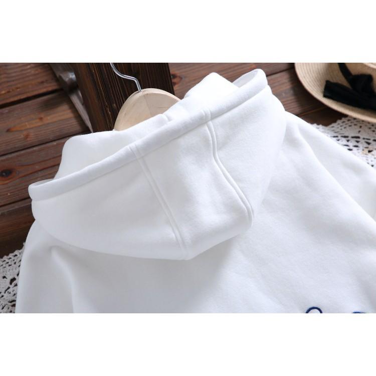 現貨白色L碼1件_C626.31395092_2色S-2XL大尺碼女裝運動休閒韓字母刺繡連帽外套寬鬆顯瘦保暖刷毛落肩長袖-細節圖8