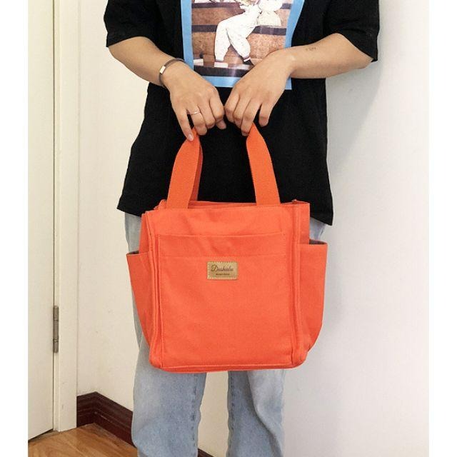 No.380 大號簡約日系素色多功能大容量媽媽包帆布包拉錬手提袋便當袋餐具包午餐袋野餐袋小方包水杯雨傘-細節圖8