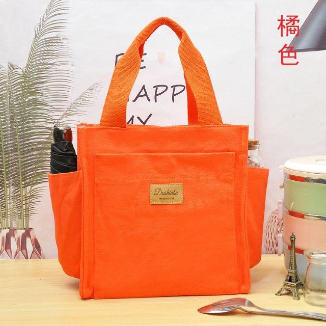 No.380 大號簡約日系素色多功能大容量媽媽包帆布包拉錬手提袋便當袋餐具包午餐袋野餐袋小方包水杯雨傘-規格圖9