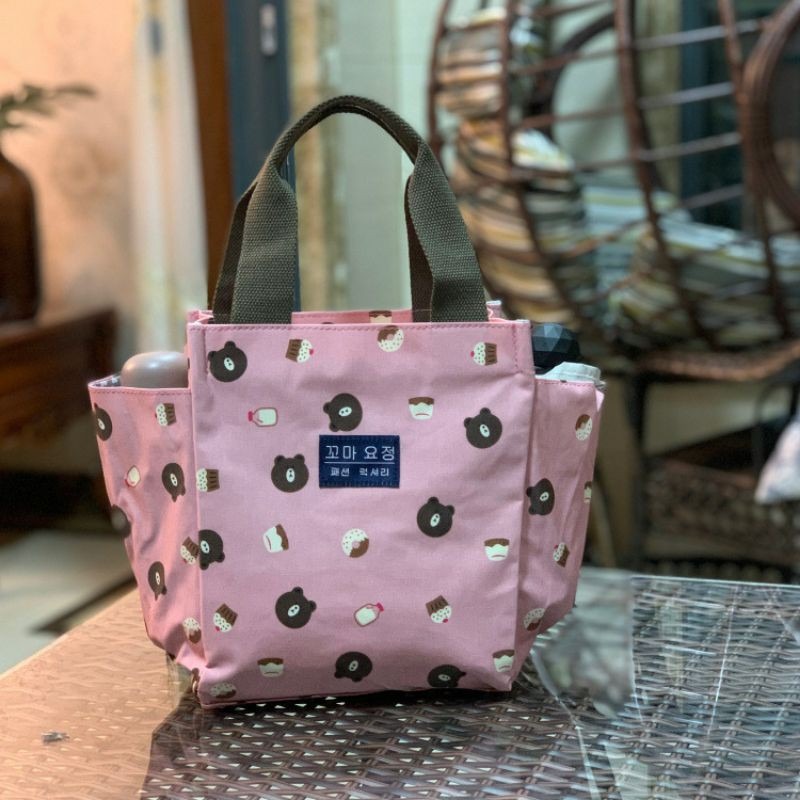 No.245 中號多功能超實用防水媽媽包保溫杯袋手提袋可愛印花便當袋購物袋午餐包餐具袋學生OL-規格圖9