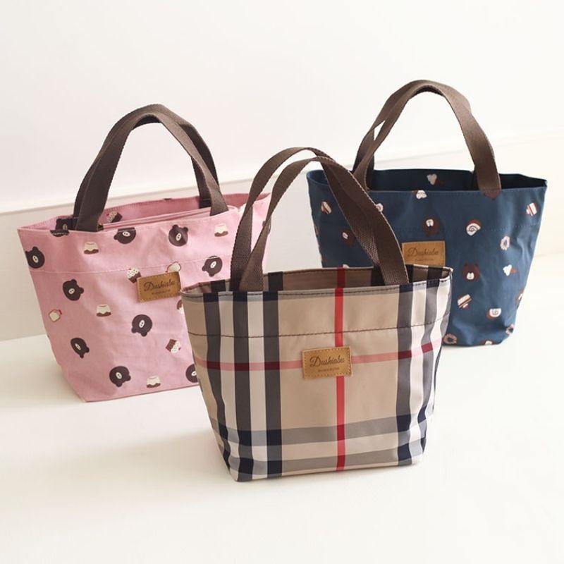 No.908 現貨+預購17色韓系學生便當袋防水提袋可愛印花媽媽包早餐袋購物小包包-細節圖2