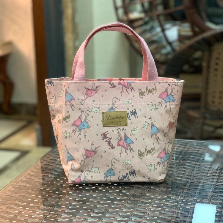 No.908 現貨+預購17色韓系學生便當袋防水提袋可愛印花媽媽包早餐袋購物小包包-規格圖9