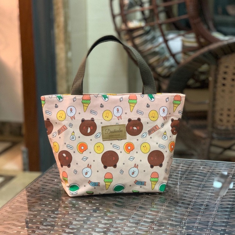 No.908 現貨+預購17色韓系學生便當袋防水提袋可愛印花媽媽包早餐袋購物小包包-規格圖9