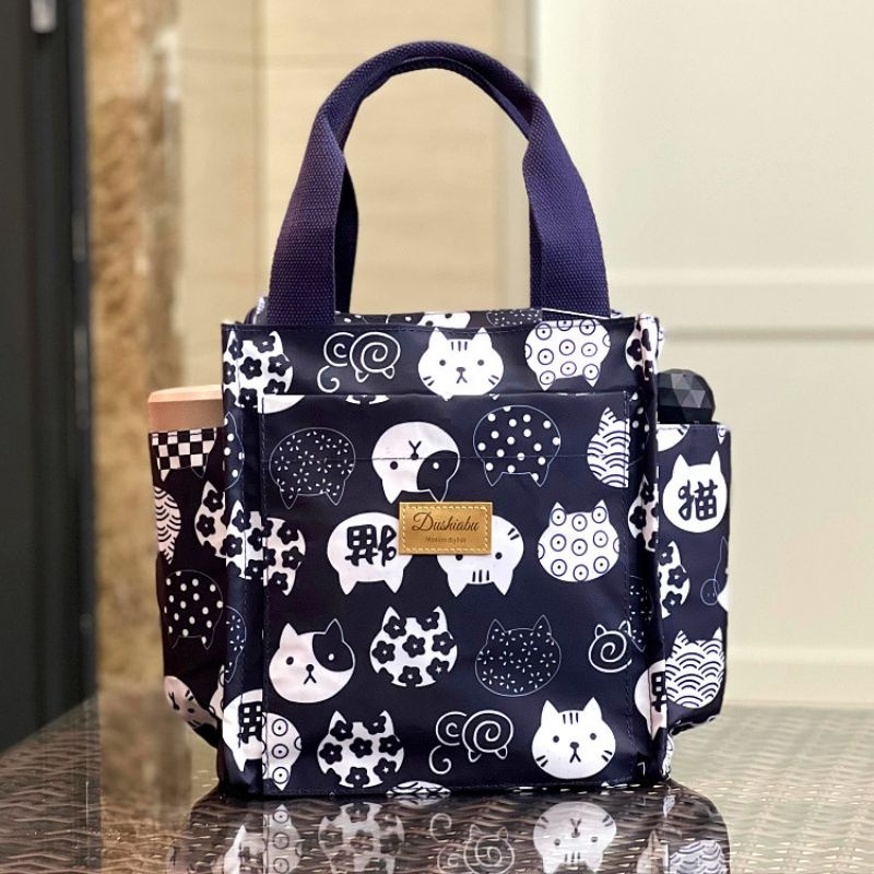 No.080 大號多功能防水手提袋媽媽包便當袋印花書袋補習袋學生OL午餐袋餐具袋外出小提袋直式小方包購物野餐-規格圖8