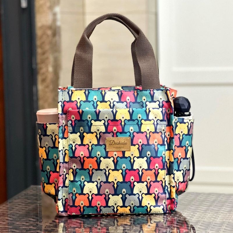 No.080 大號多功能防水手提袋媽媽包便當袋印花書袋補習袋學生OL午餐袋餐具袋外出小提袋直式小方包購物野餐-規格圖8