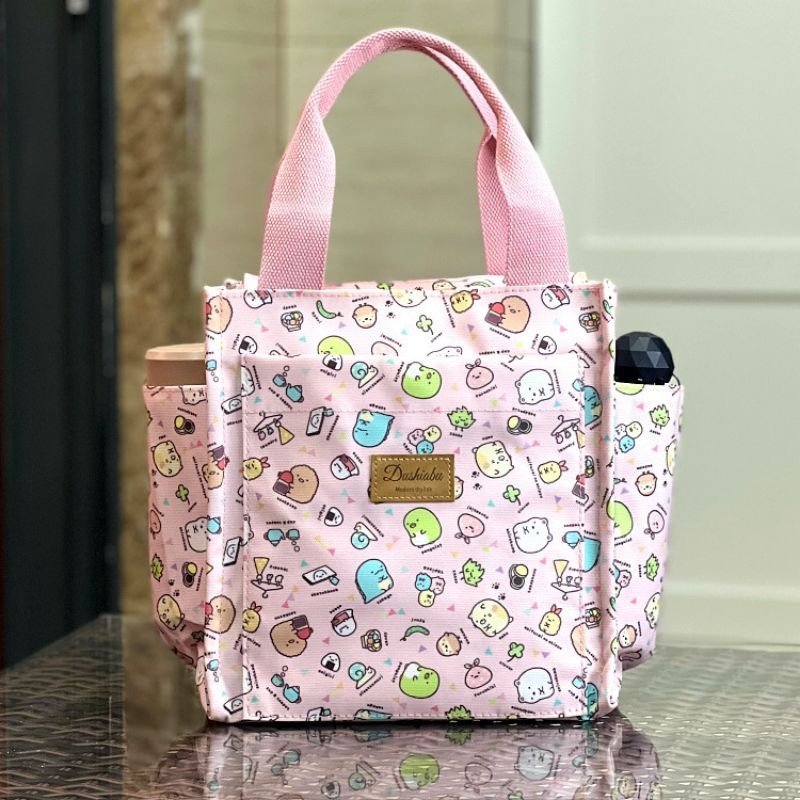 No.080 大號多功能防水手提袋媽媽包便當袋印花書袋補習袋學生OL午餐袋餐具袋外出小提袋直式小方包購物野餐-規格圖8