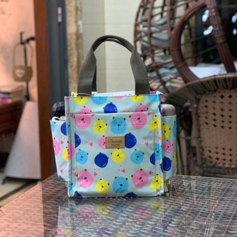 No.080 大號多功能防水手提袋媽媽包便當袋印花書袋補習袋學生OL午餐袋餐具袋外出小提袋直式小方包購物野餐-規格圖8