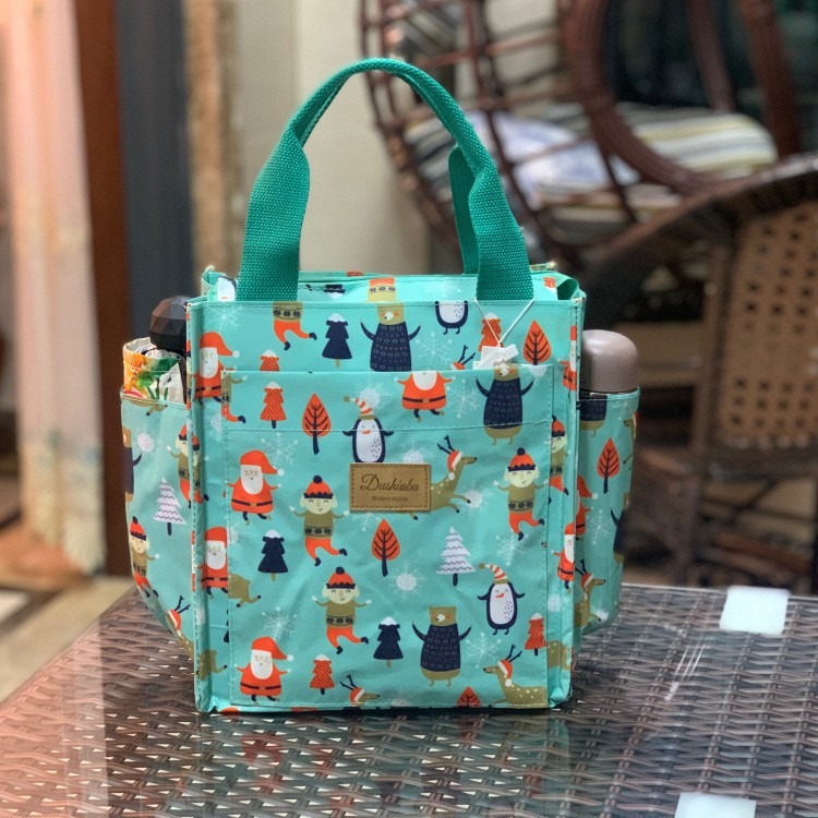 No.080 大號多功能防水手提袋媽媽包便當袋印花書袋補習袋學生OL午餐袋餐具袋外出小提袋直式小方包購物野餐-規格圖8