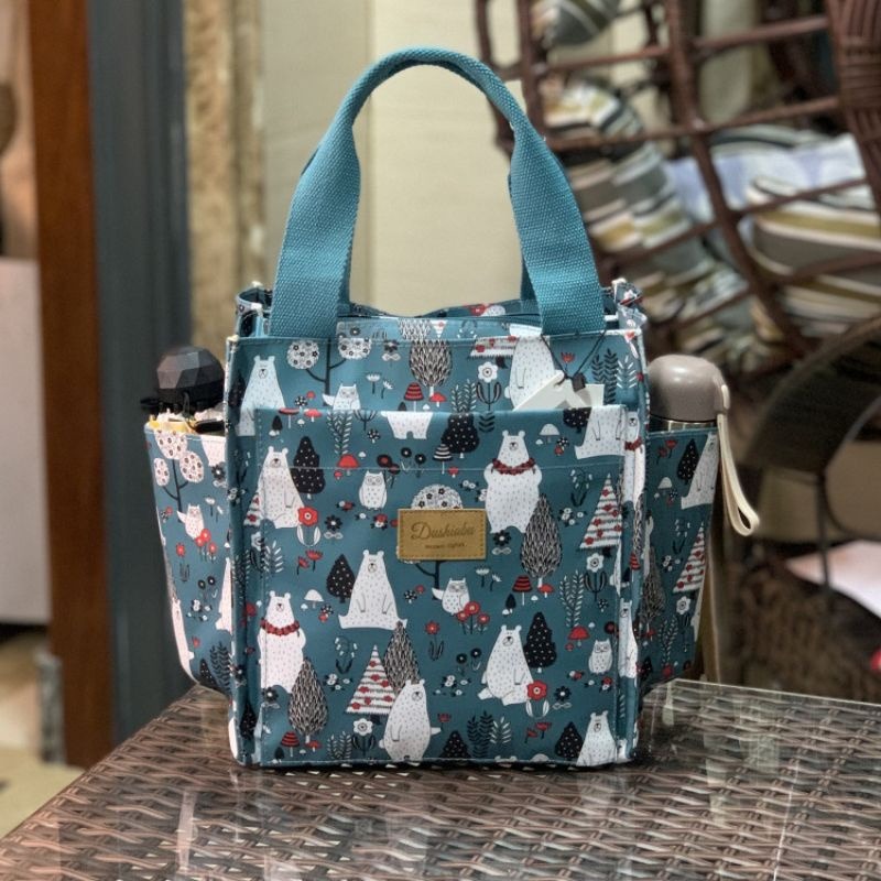 No.080 大號多功能防水手提袋媽媽包便當袋印花書袋補習袋學生OL午餐袋餐具袋外出小提袋直式小方包購物野餐-規格圖8