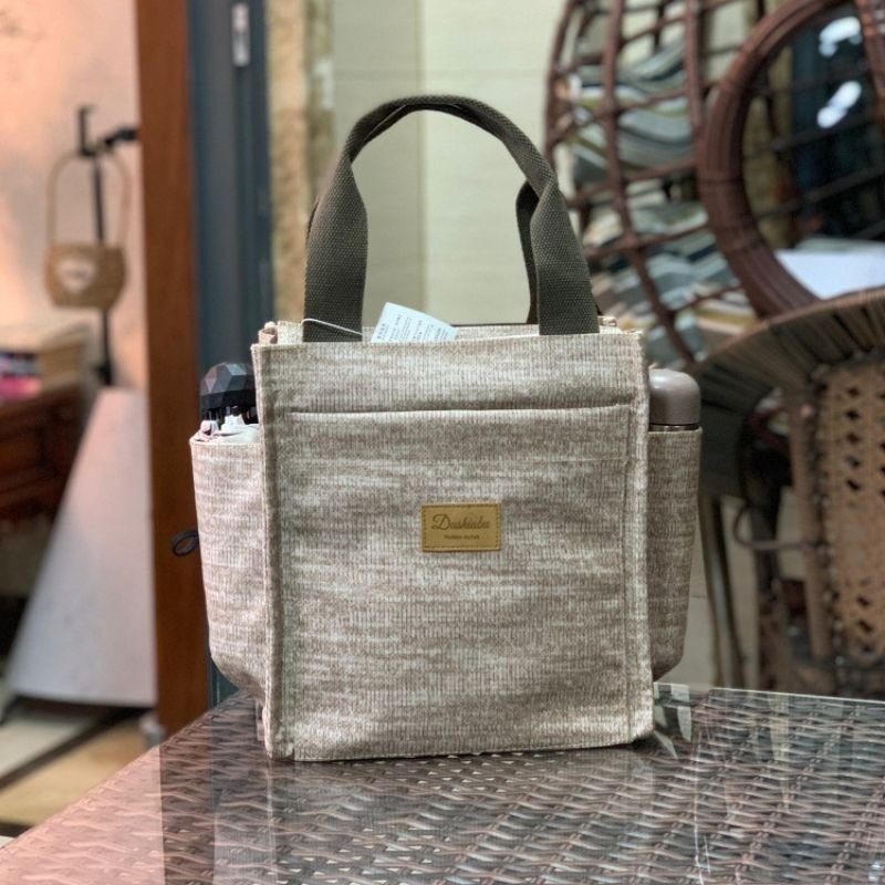 No.080 大號多功能防水手提袋媽媽包便當袋印花書袋補習袋學生OL午餐袋餐具袋外出小提袋直式小方包購物野餐-規格圖8