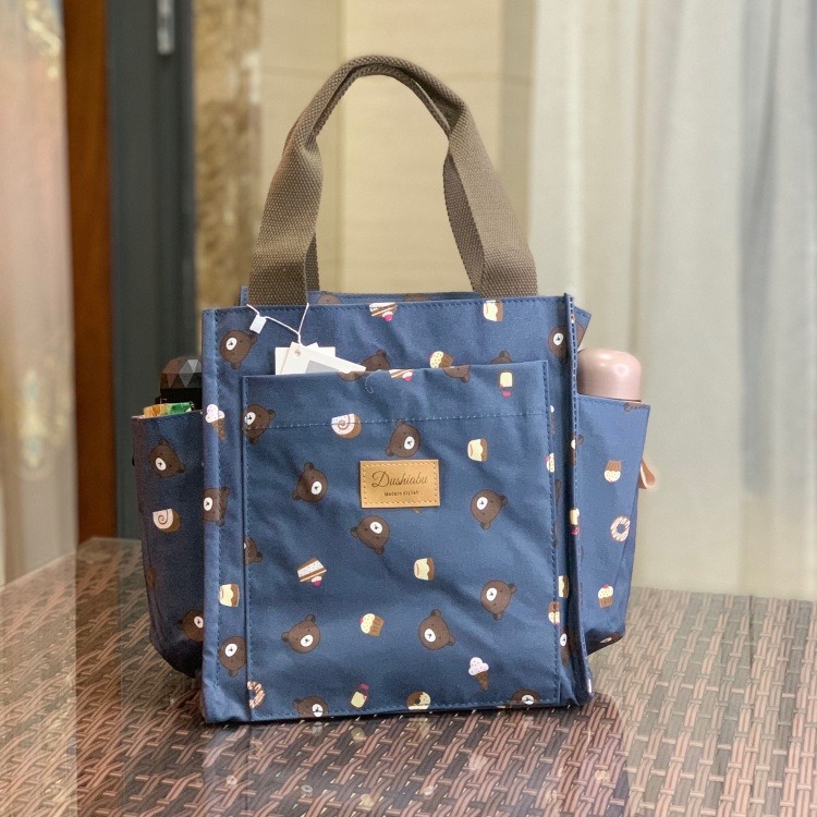 No.080 大號多功能防水手提袋媽媽包便當袋印花書袋補習袋學生OL午餐袋餐具袋外出小提袋直式小方包購物野餐-規格圖8