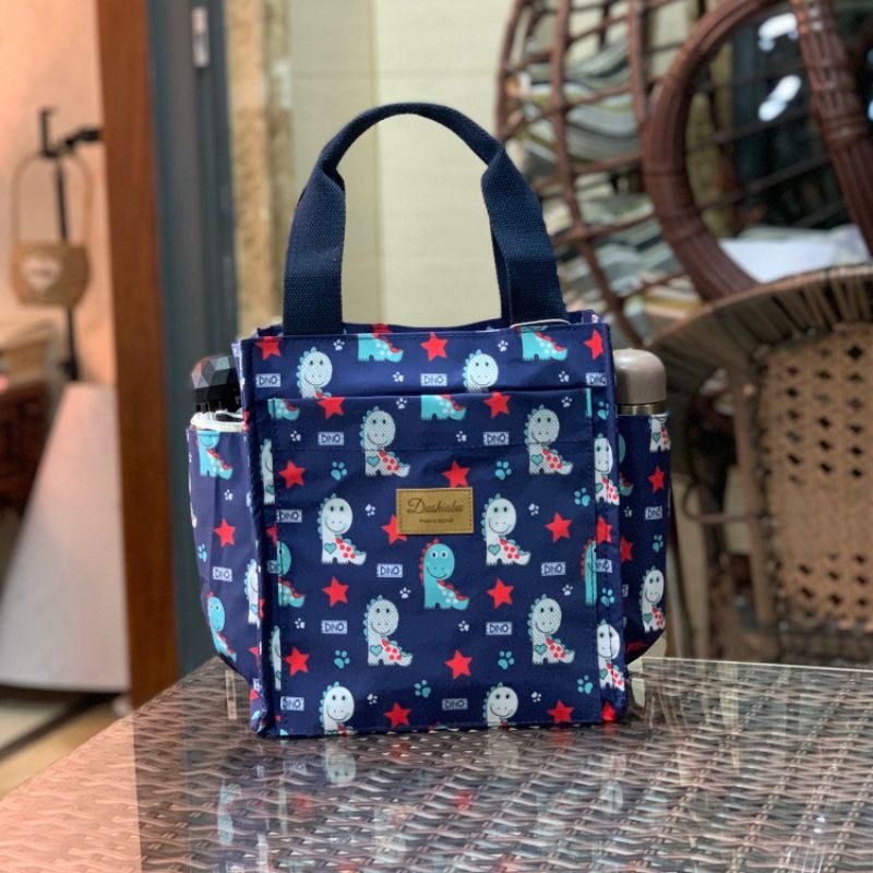 No.080 大號多功能防水手提袋媽媽包便當袋印花書袋補習袋學生OL午餐袋餐具袋外出小提袋直式小方包購物野餐-規格圖8