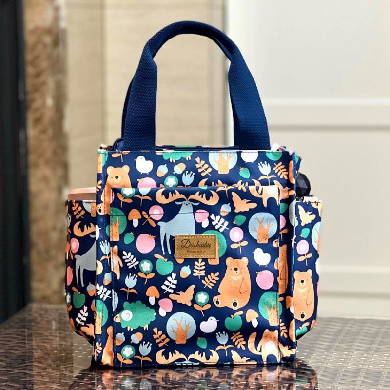 No.080 大號多功能防水手提袋媽媽包便當袋印花書袋補習袋學生OL午餐袋餐具袋外出小提袋直式小方包購物野餐-規格圖8