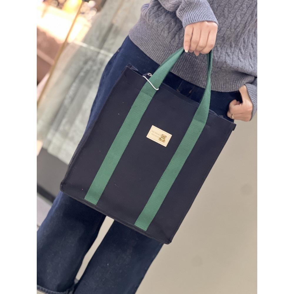 No.038大號簡約中性百搭素色帆布袋手提袋側口袋網袋A4雜誌袋家教補習包撞色提把復古文青風330219-細節圖7