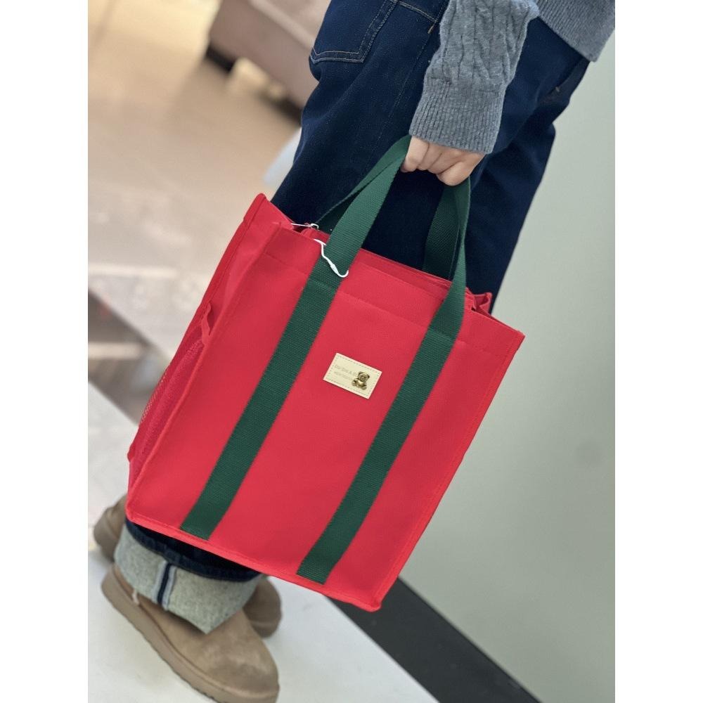 No.038大號簡約中性百搭素色帆布袋手提袋側口袋網袋A4雜誌袋家教補習包撞色提把復古文青風330219-細節圖8