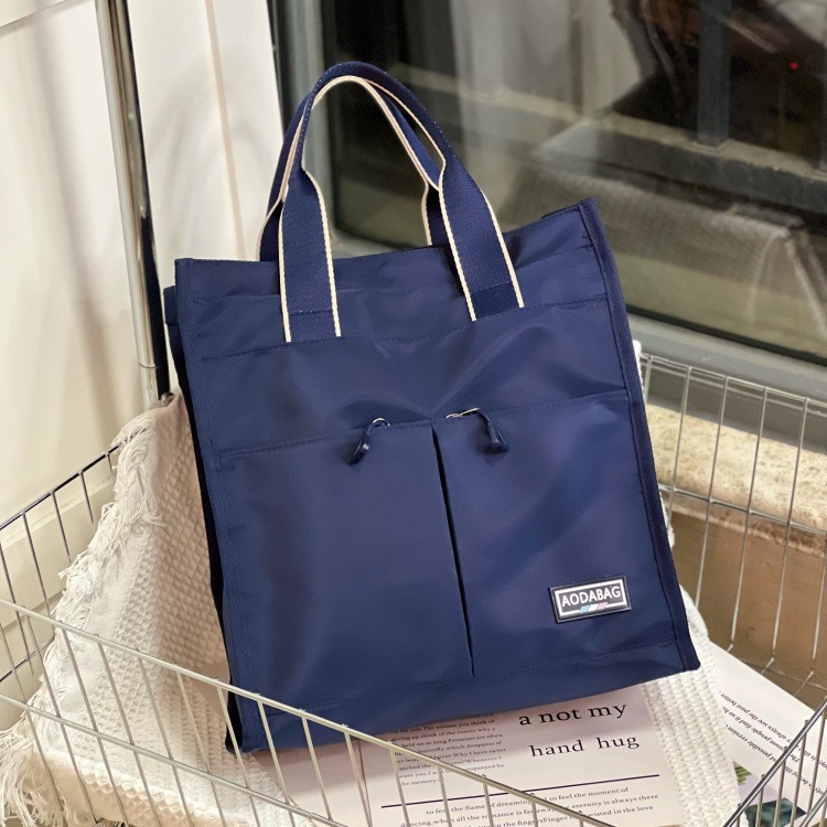 No.024 個性中性百搭素色撞色手提袋A4家教補習書袋餐袋購物包便當袋330219-規格圖9