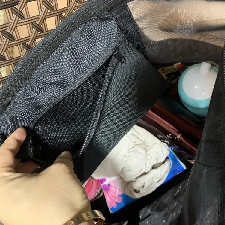 No.183 橫款A4黑色個性透視網紗手提袋單層購物袋補習袋可肩背側背包大提提袋299219-細節圖4