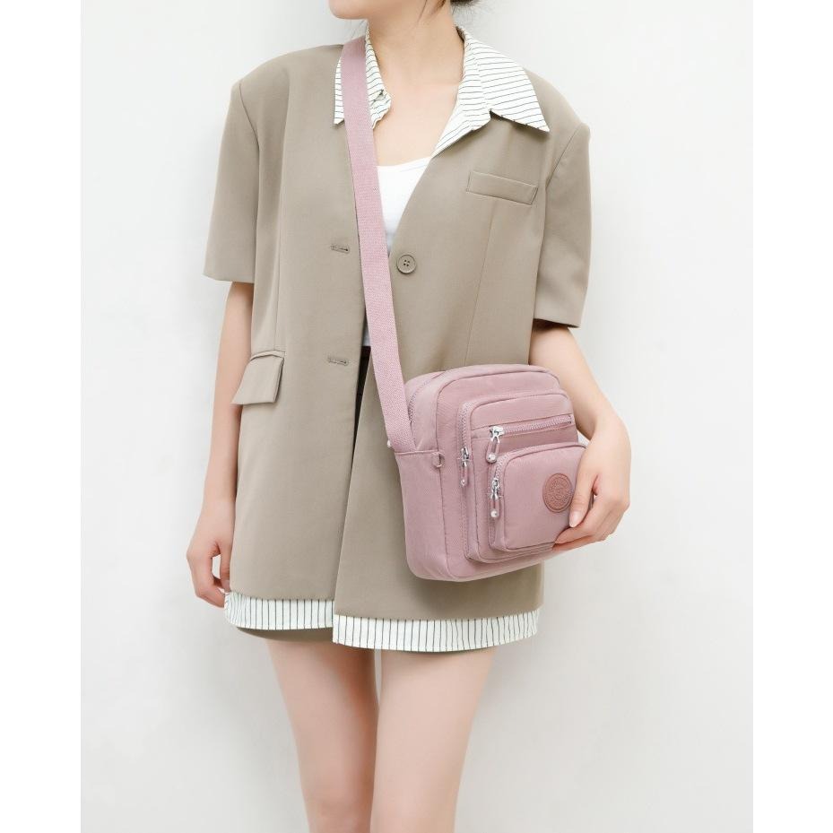 No.896 小號簡約百搭防水素色尼龍側背包斜背包小包包多隔層口袋429289-細節圖9