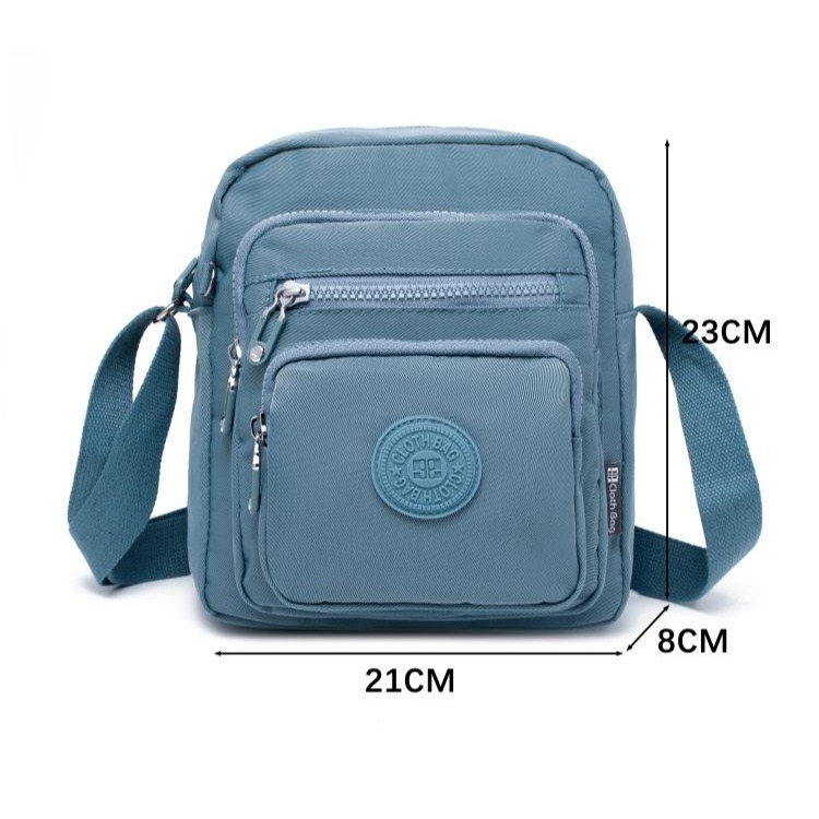 No.896 小號簡約百搭防水素色尼龍側背包斜背包小包包多隔層口袋429289-規格圖9