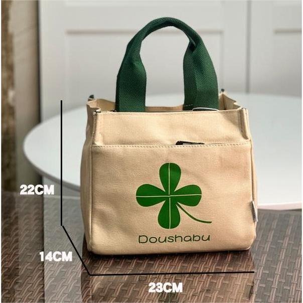 No.510 加厚帆布袋小提袋幸運草印花小包包手提袋便當袋餐袋學習包購物收納袋339229-細節圖2